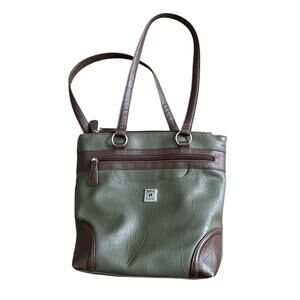 Stone & Co Green Brown Faux Leather Shoulder Tote Bag